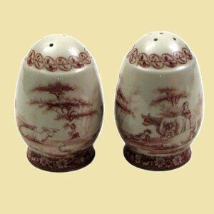 Red Porcelain Glass Salt & Pepper set 3 1/2" tall 59141